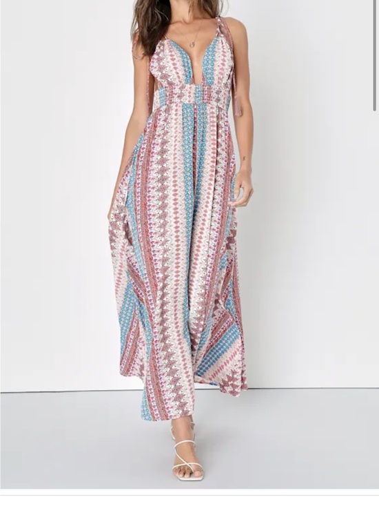 Lulus Dresses & Skirts - Lulus Maxin' Relaxin' Blue Multi Print Maxi Dress
